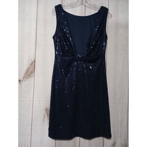 INC Dress Ladies Small Navy Sequin Sleeveless Low Cut International‎ Concepts